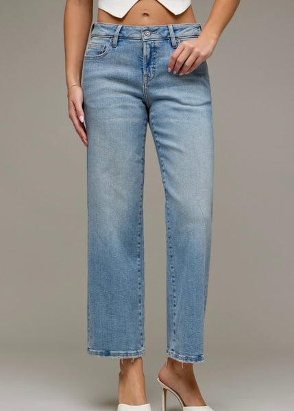 Ella Low Rise Cropped Straight Fit Denim