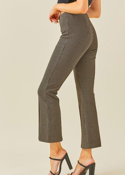 Fit and Flare Black Checkered Knit Pants