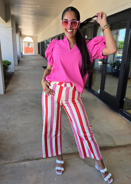 Fun Stripes Denim Wide Leg Pant