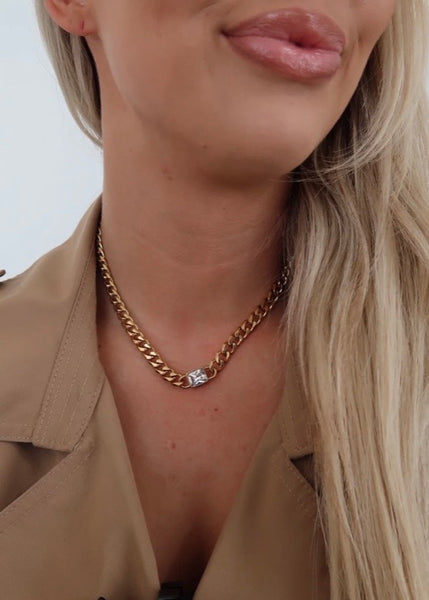 Gold Chain Diamond Pendant Necklace