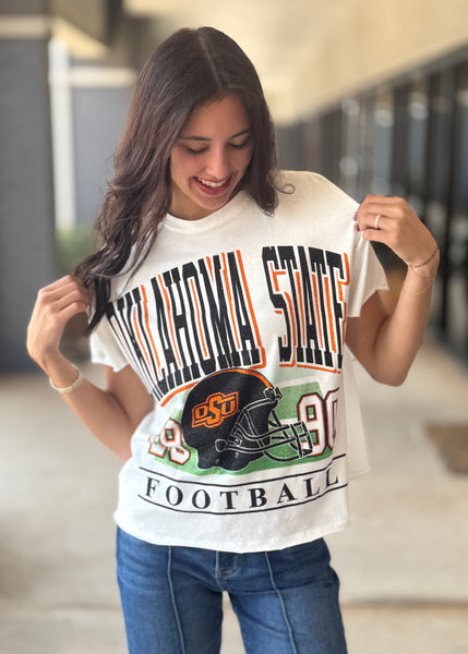 Oklahoma State University Rhinestoned Helmet Stadium Tee