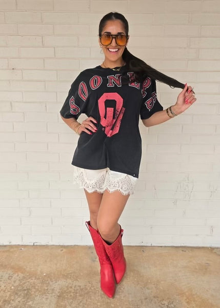 Oklahoma "SOONERS" Washed Black Oversized Band Tee