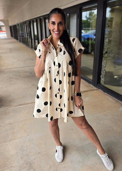 Lean On Me Black Polka Dot Poplin Dress