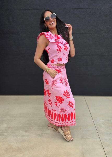 From The Beach 2 Pc Top & Midi Skirt