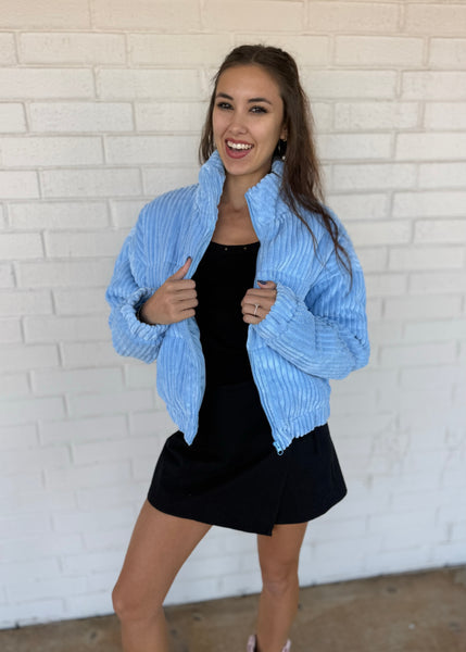 Isabelle Corduroy Padded Blue Jacket