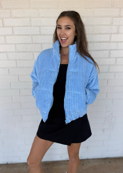 Isabelle Corduroy Padded Blue Jacket