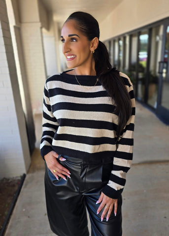 You Are Home Striped Cropped Sweater