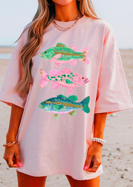 Preppy Colorful Fish Graphic Tee