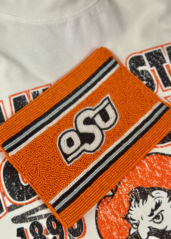 OSU BEADED POUCH