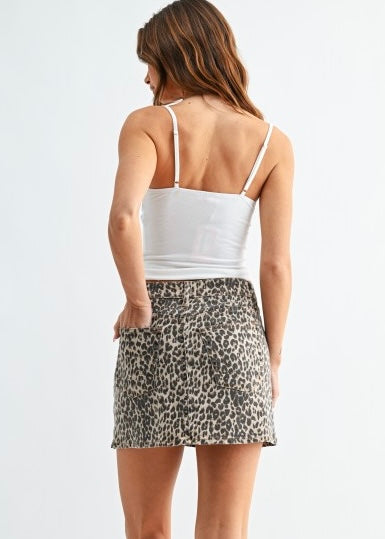 The Chase Leopard Micro Denim Skirt