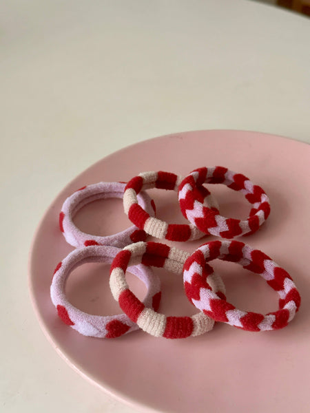 Valentine's Day Assorted Seamless Hair Ties (Set of 6)