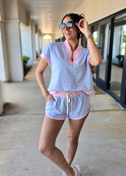 Cotton Candy 2 Pc Striped Shorts Set