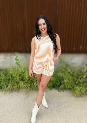 Dreamsicle 2 Pc Orange Stripe Shorts Set