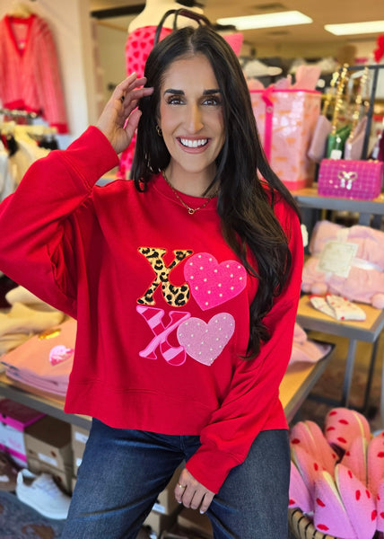 "XOXO" Red Relaxed Sweatshirt