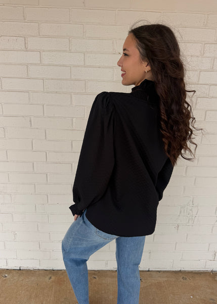 Calling All Dots Black Long Sleeve Top
