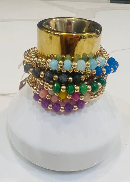 4 MM Charcoal & Gold Ball Bracelet