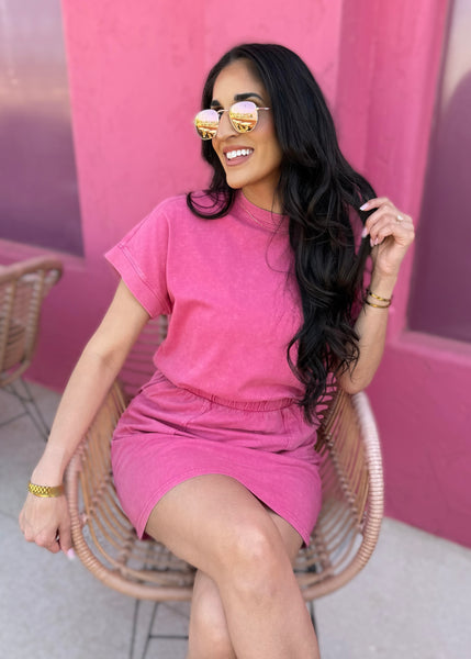 Weekend Wonder Pink Cotton Mini Dress