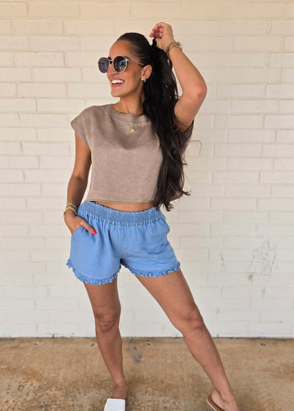 Never Washed Out Button Back Crop Top