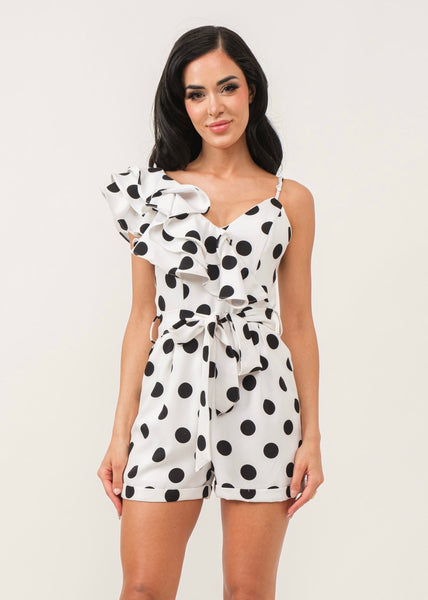 Dared To Be Polka Dot Ruffled Romper