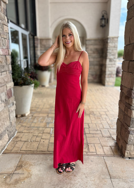 Going For The Win Red Maxi Dress