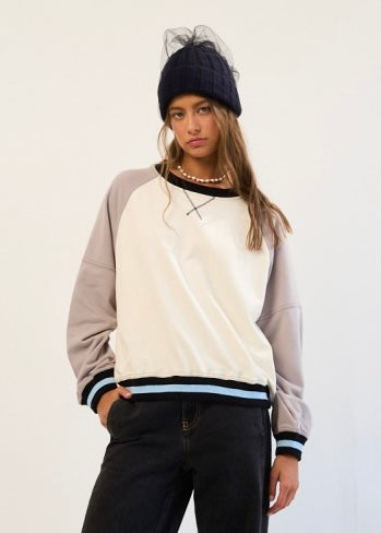 Before Too Long Ivory/Multi Crew Neck