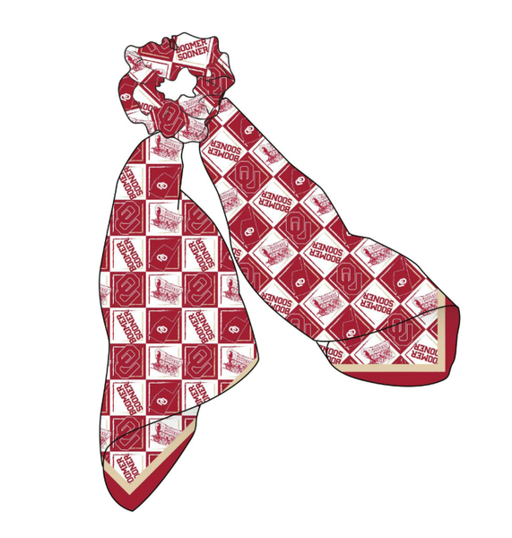 Oklahoma Sooners Brynn Harlequin Scarf Scrunchy