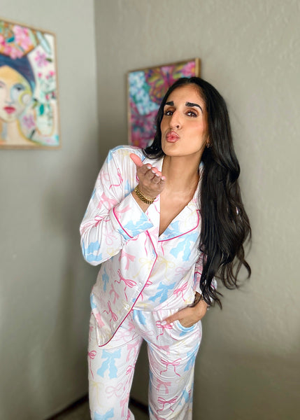 Pink Pastel Bows Loungewear Pj Set