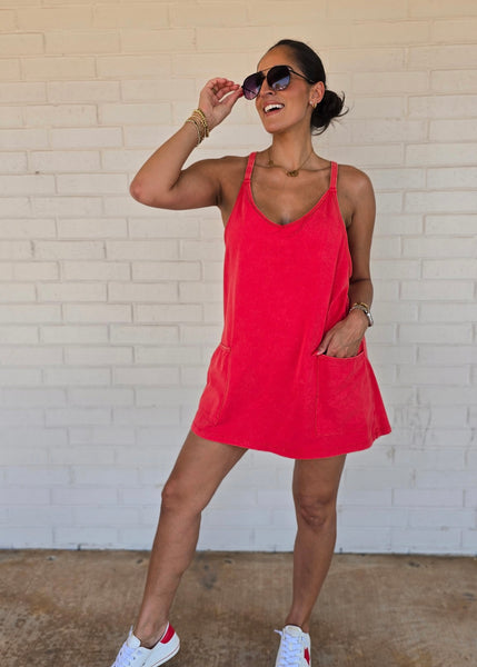 The Weekend Sporty Red Mini Romper Dress