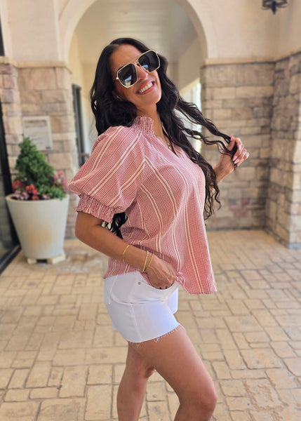 Keep On Hoping Red Gingham Top