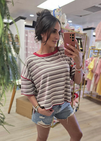 Come As You Are Striped Short Sleeve Top
