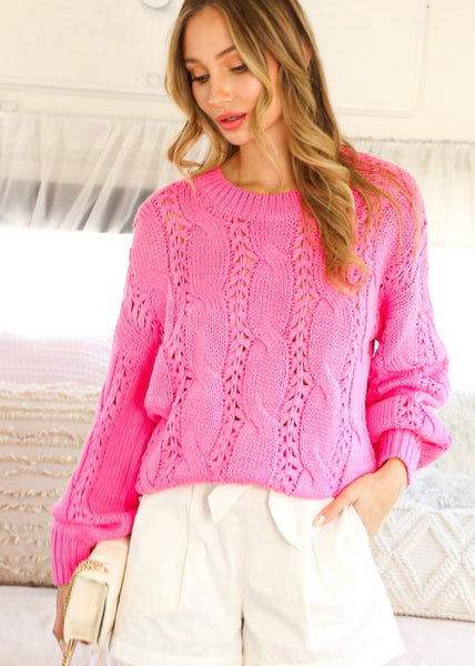 Lovely Nights Pink Chunky Sweater