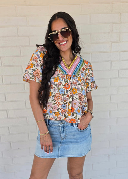 Vacation Time Crochet Floral Boho Top