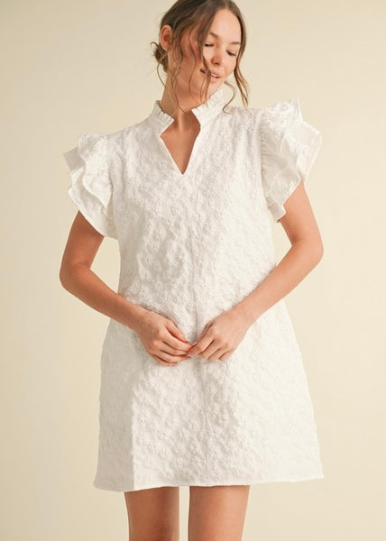 Plan To Stay Floral Embroidered Detail White Dress