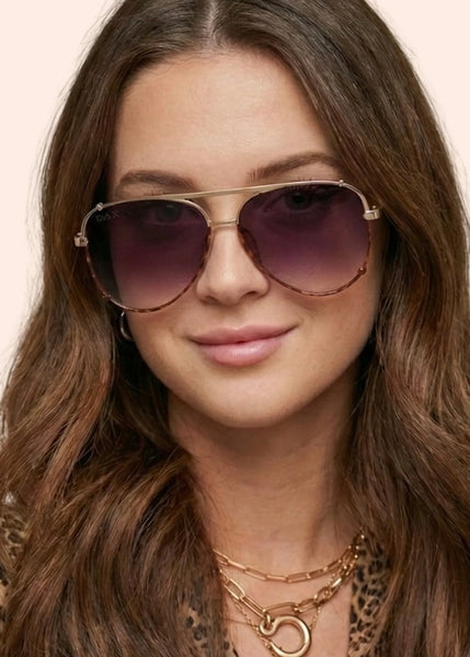 Shay Gold/Cheetah Aviator Sunnies