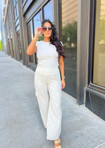 Get The Scoop Short Sleeve White Knit Top