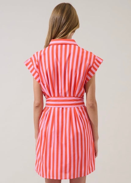 Summer Striped Button Up Shirt Dress