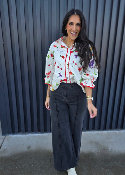 On The Bayou Button Up Print Top