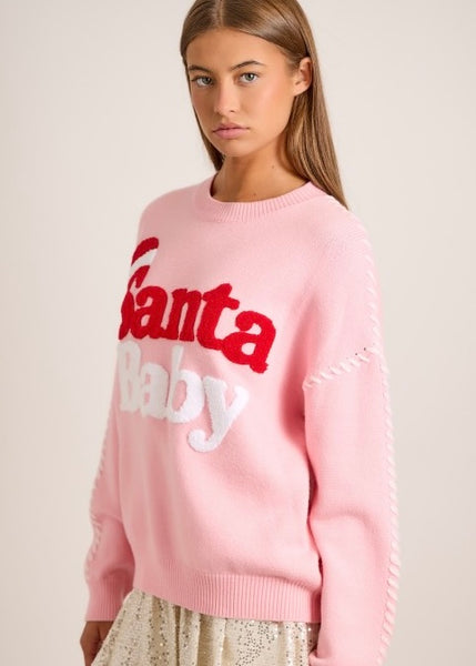 "Santa Baby" Lt. Pink Christmas Knit Sweater