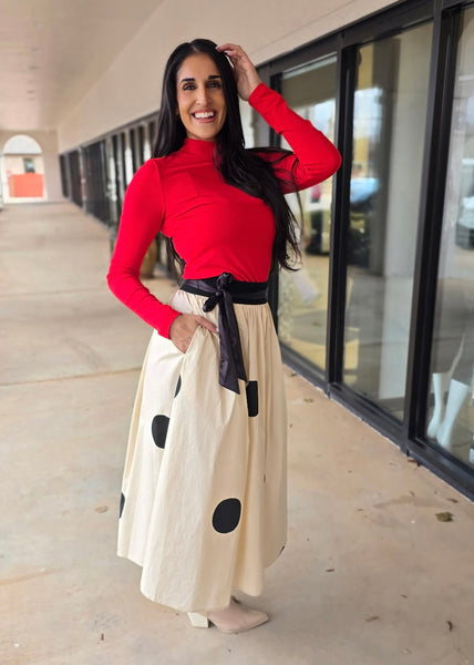 Yes Please Polka Dot Midi Skirt