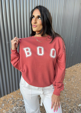 "Boo" Graphic Rust Sweatshirt