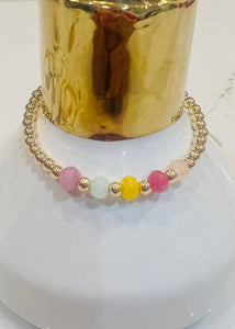 4 MM Rainbow & Gold Ball Bracelet