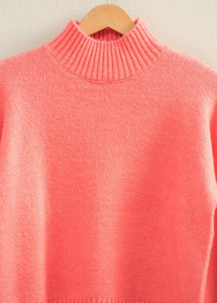 Morning Sunrise Pink Mock Neck Sweater