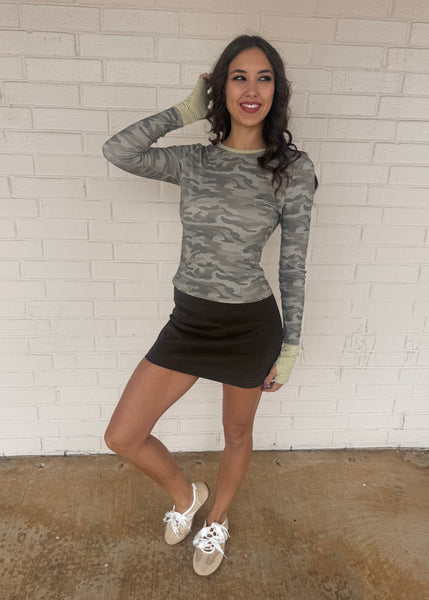 Seeing Stripes Camo Long Sleeve Top