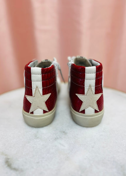 Shu Shop Rooney Dark Red Snake High Top Sneakers