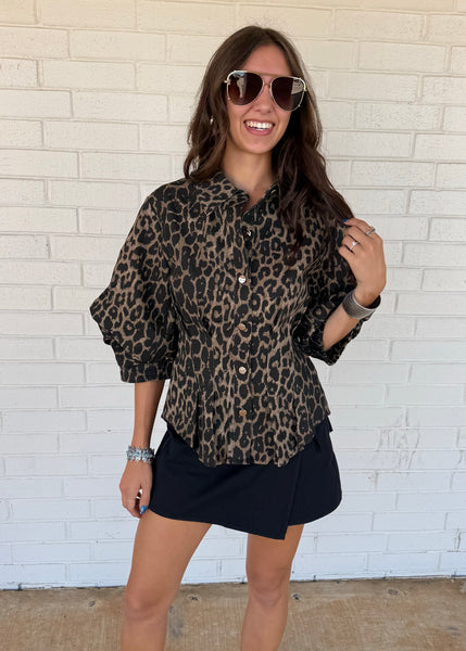 Unleashed Button Up Leopard Top