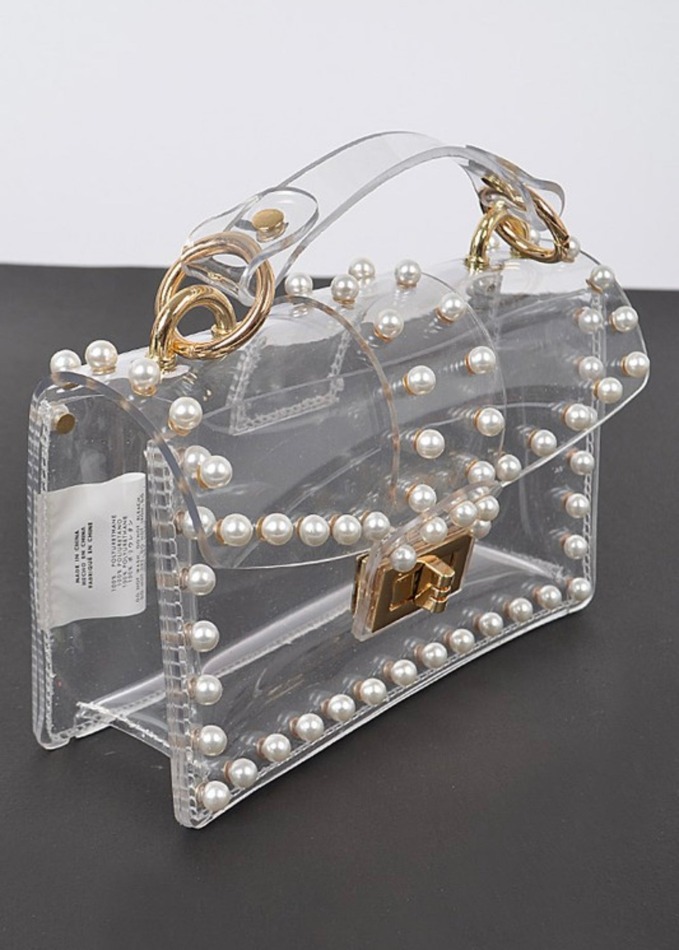 Clear Stadium Bag With Pearl Detail