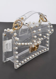 Clear Stadium Bag With Pearl Detail