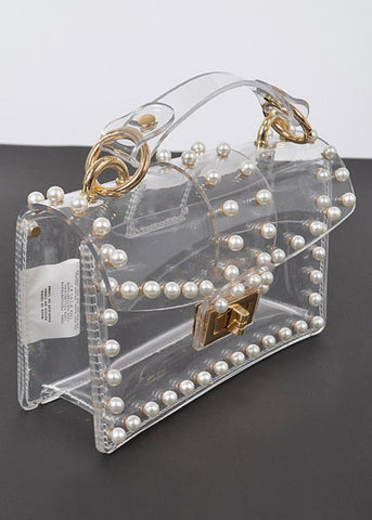 Clear Stadium Bag With Pearl Detail