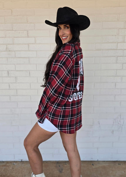 Oklahoma Sooners Plaid Button Up Top