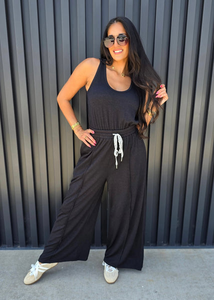 Out On A Whim Black Knit Jumpsuit
